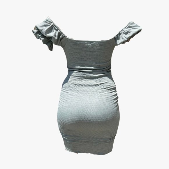 (NWT) Smocked Ruched Dress (Midi or Mini) - Sage - Picture 6 of 7